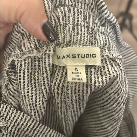 Max Studio Gray and White Striped Belted Wide Leg Pants Size Small - Picture 5 of 6